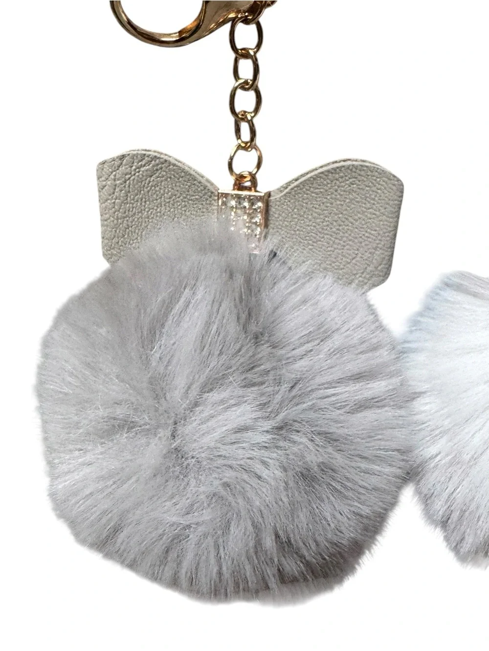 Faux Fur Pom-Pom Keychain Charms. Set of 3. NIP